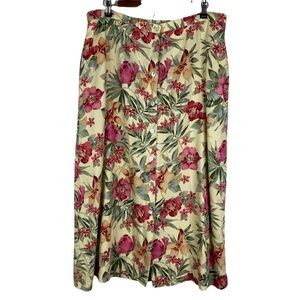 Napa Valley Vintage Floral Button Front‎ Full Maxi Skirt Women's 18 Yellow